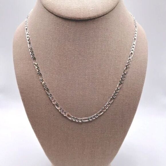 Unisex 18” .925 Sterling Silver 6mm Figaro Chain - Picture 1 of 8